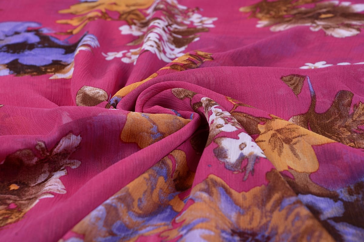 Chiffon Bedrukt Bloemen Cyclaam