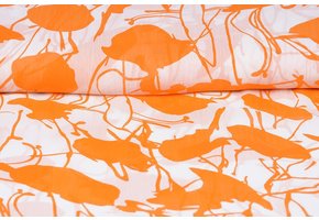 Chiffon Printed Flamingo Orange