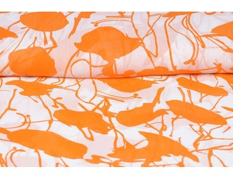 Chiffon bedruckt Flamingo Orange
