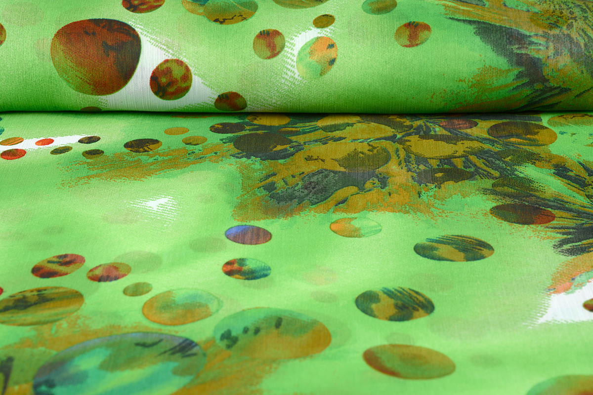 Chiffon Printed Dots Green