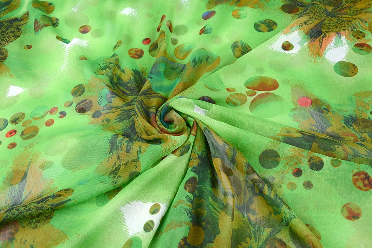 Chiffon Printed Dots Green