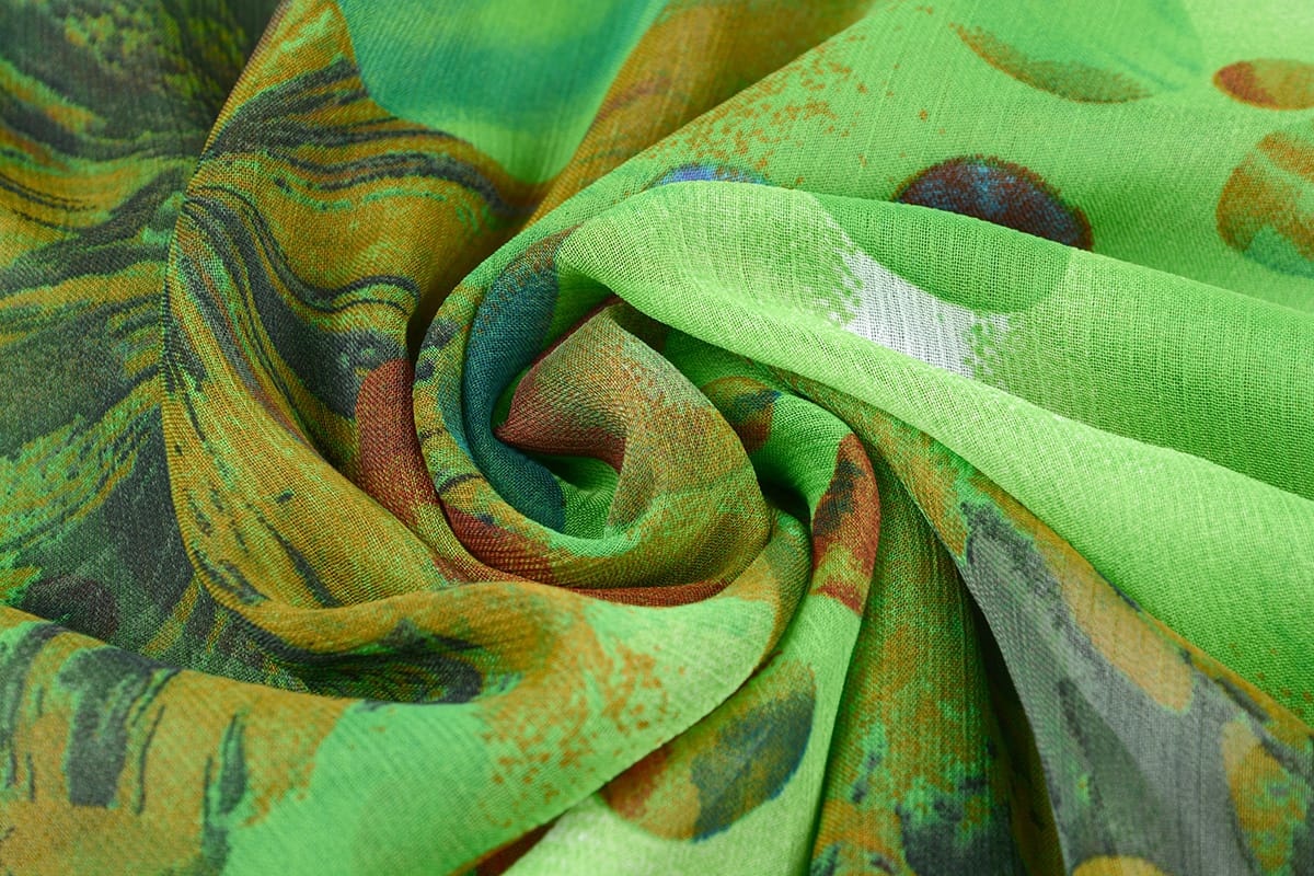 Chiffon Bedrukt Stippen Groen