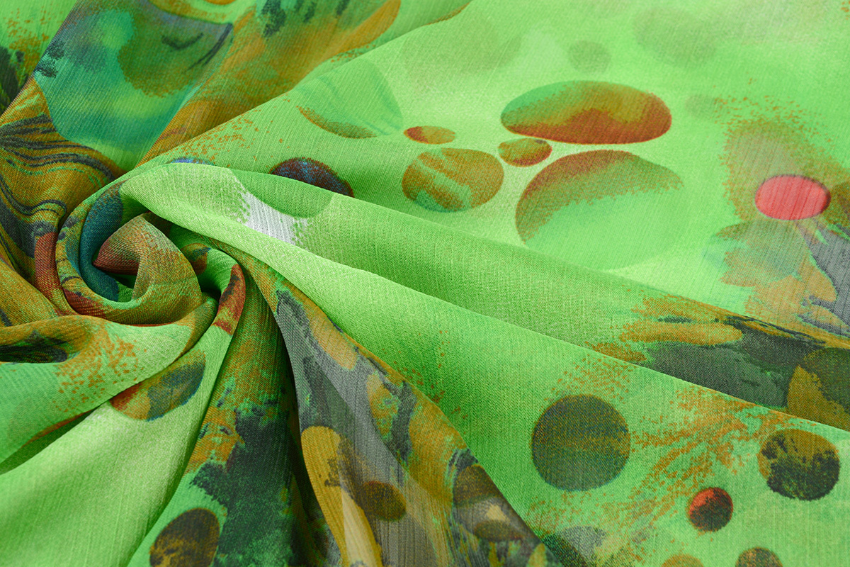 Chiffon Printed Dots Green
