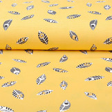 100% Cotton Feathers Botanica Yellow
