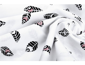 100% Cotton Feathers Botanica White Old Pink