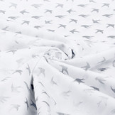 100% Katoen Vogeltjes Wit Zilver