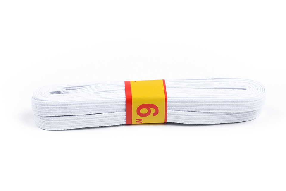 Bunch 6 meter Elastic 8 mm wide White