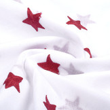 100% Cotton Stars embroidered White Red
