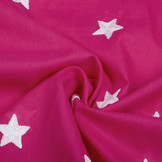 100% Katoen Sterren geborduurd Fuchsia Wit