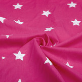 100% Katoen Sterren geborduurd Fuchsia Wit