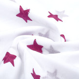 100% Cotton Stars embroidered White Fuchsia