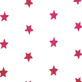 100% Katoen Sterren geborduurd Wit Fuchsia