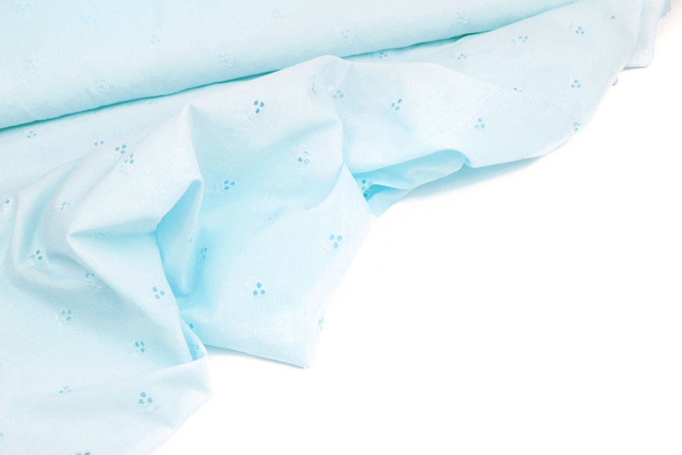 100% Baumwolle Broderie Imbali Baby Blue