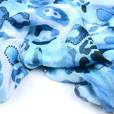 Chiffon Bedruckt Leopardenmotiv Watercolor Aqua