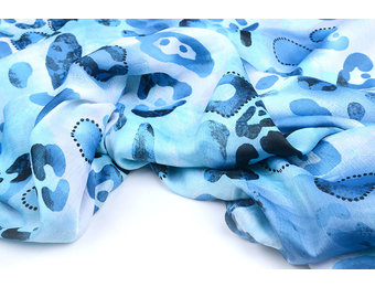 Chiffon Bedruckt Leopardenmotiv Watercolor Aqua