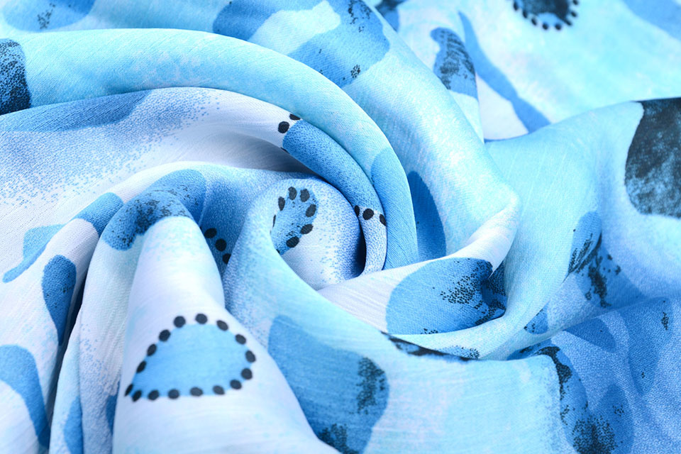 Chiffon Bedrukt Panterprint Watercolor Aqua