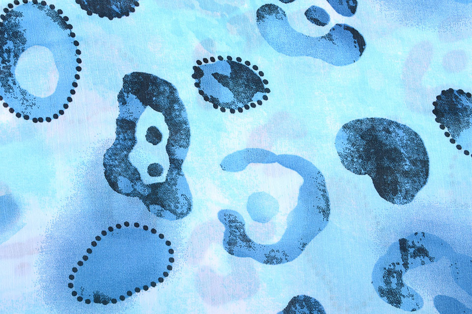 Chiffon Bedrukt Panterprint Watercolor Aqua