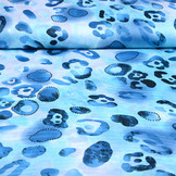 Chiffon Bedrukt Panterprint Watercolor Aqua