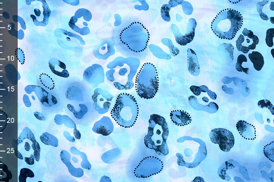Chiffon Bedrukt Panterprint Watercolor Aqua