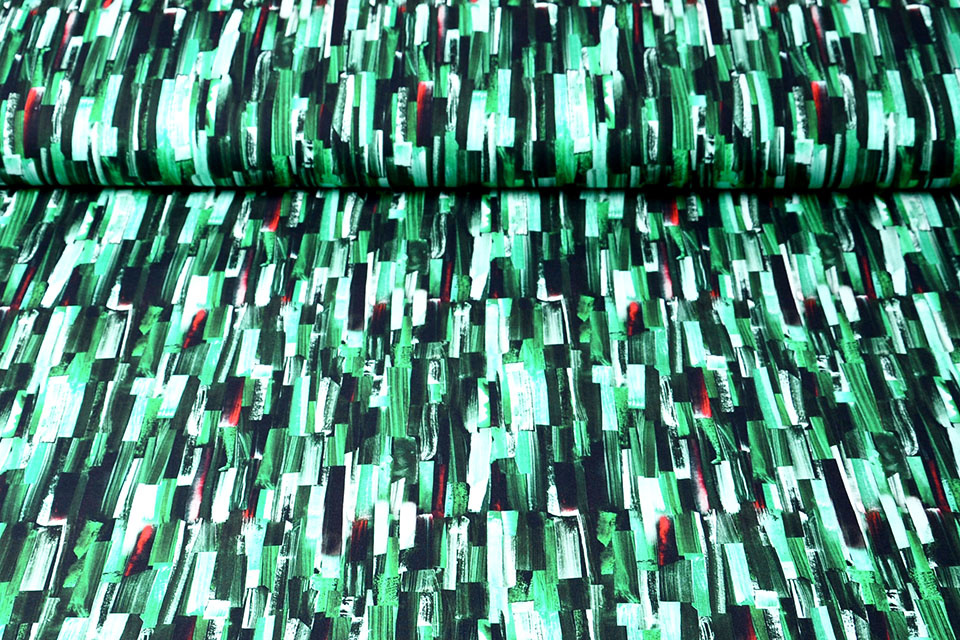 Cotton Jersey Digitaal Ink Textuur Groen