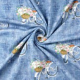 Digitale Print Bloemen fiets blauw Cotton Jersey