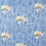 Digitaldruck Blumenfahrrad Blau Baumwolljersey