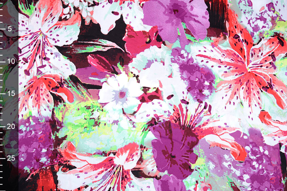 100% Viscose Digital Printed Lily Purple