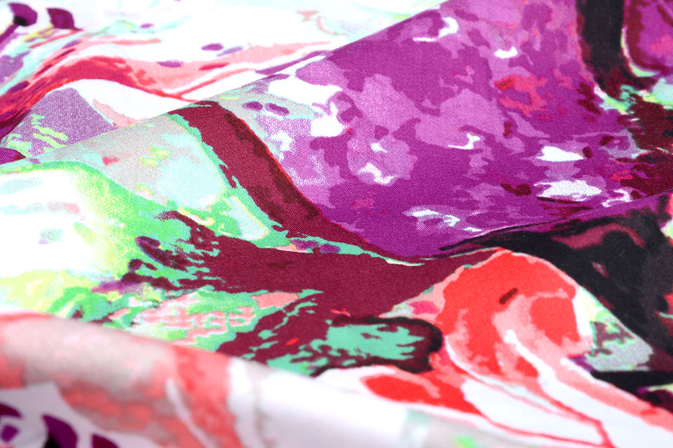 100% Viscose Digital Printed Lily Purple