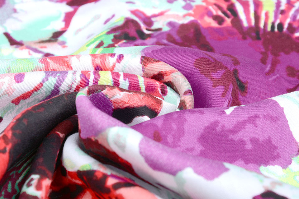 100% Viscose Digital Printed Lily Purple