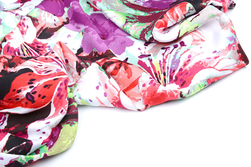 100% Viscose Digital Printed Lily Purple