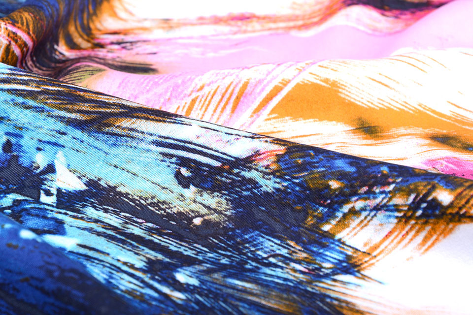 100% Viskose Digital Printed Arti Rosa Aqua