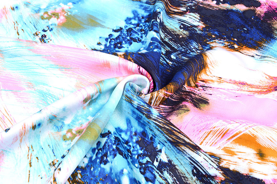 100% Viskose Digital Printed Arti Rosa Aqua