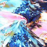 100% Viskose Digital Printed Arti Rosa Aqua