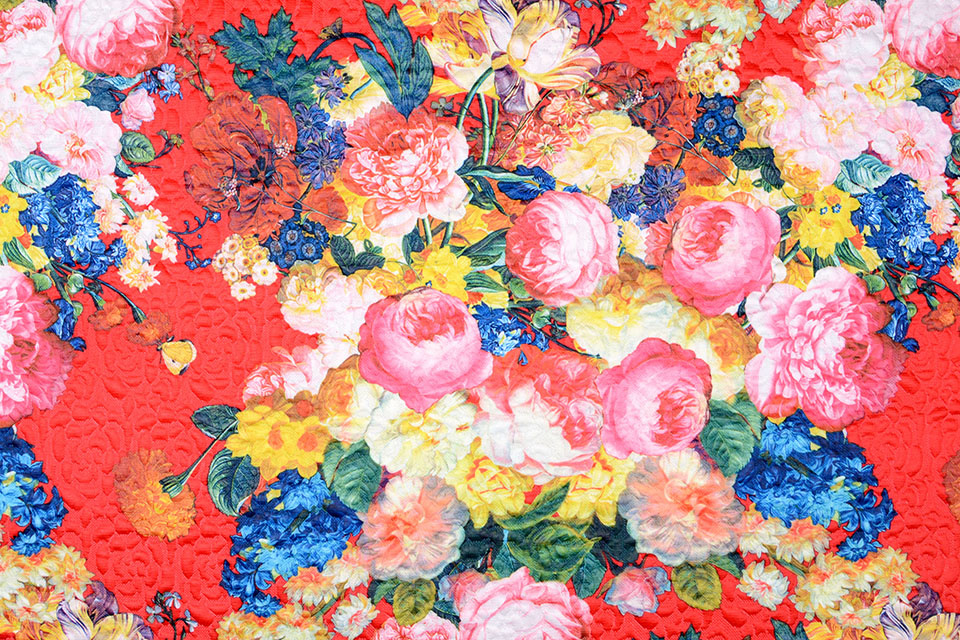 Kapitone Tricot Digital gedruckte Rosen Rot