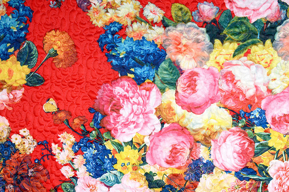 Kapitone Tricot Digitally Printed Roses Red