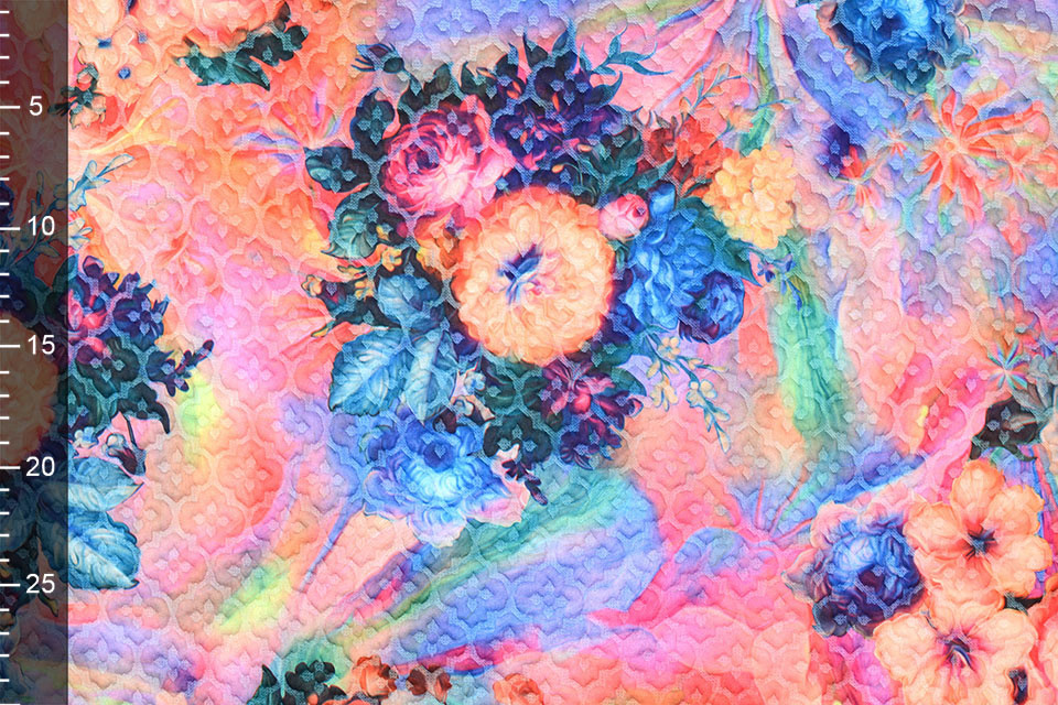 Kapitone Tricot Digitally Printed Flowers Multi Rainbow
