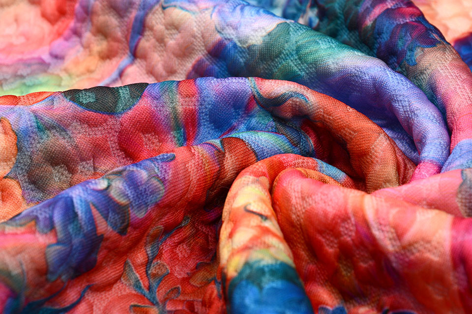 Kapitone Tricot Digitally Printed Flowers Multi Rainbow