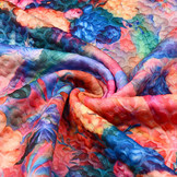 Kapitone Tricot Digital gedruckte Blumen Multi Regenbogen