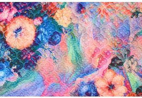 Kapitone Tricot Digitally Printed Flowers Multi Rainbow