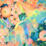 Kapitone Tricot Digitally Printed Flowers Green