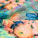 Kapitone Tricot Digitally Printed Flowers Green