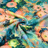 Kapitone Tricot Digitaal Bedrukt Bloemen Groen