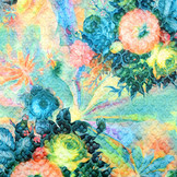 Kapitone Tricot Digitally Printed Flowers Green