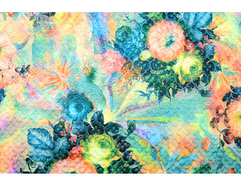 Kapitone Tricot Digitally Printed Flowers Green