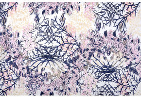 Mesh Geborduurd Flors Marineblauw