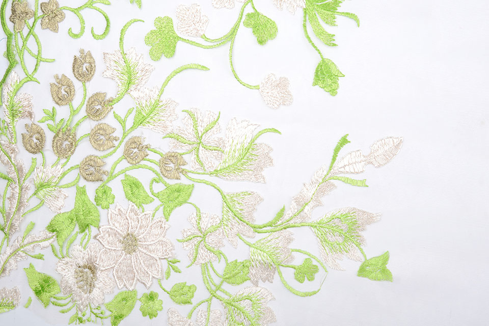 Mesh Geborduurd Lilled Lime
