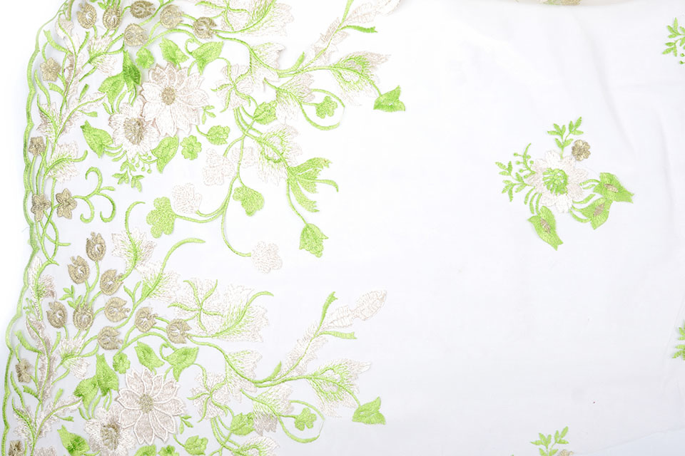 Mesh Geborduurd Lilled Lime