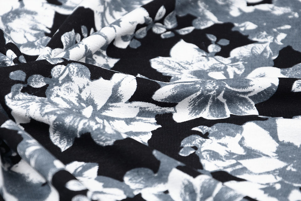 Viskose Jersey Ziedi Black Grey