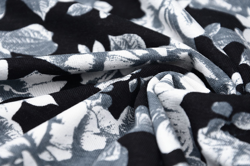 Viskose Jersey Ziedi Black Grey