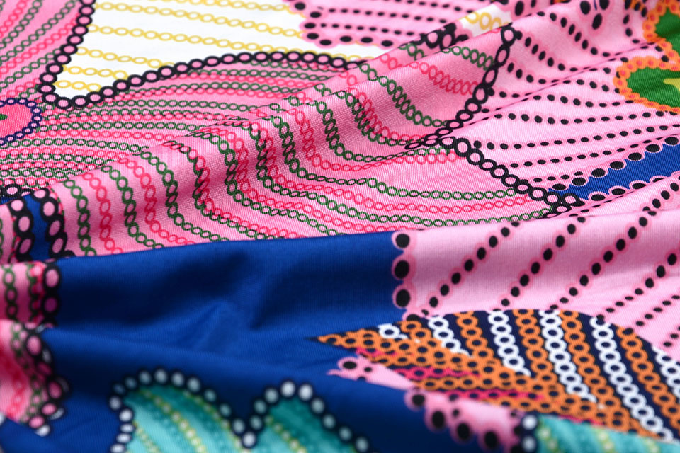 Lycra jersey Simmer Tropical flowers Blue